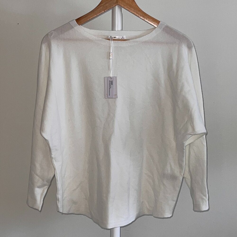 White Dolman Sleeve Cropped Sweater